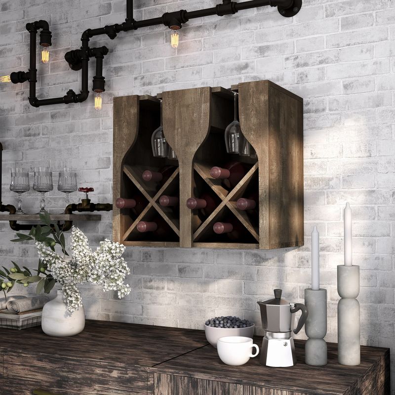 Furniture of America Aniya Rustic Wine Rack - Wenge