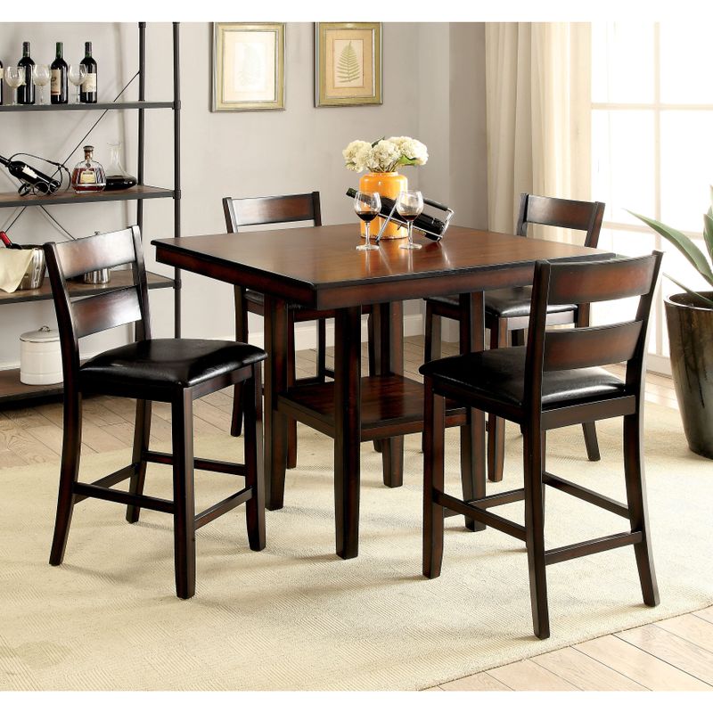 Furniture of America Belerd Contemporary 5-piece Brown Cherry Counter Height Dining Set - Brown Cherry