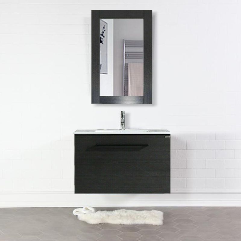 Single Sink Bathroom Vanity Set with Free Mirror - Wood Finish - 17.7"x31.5"x19.7" - Black