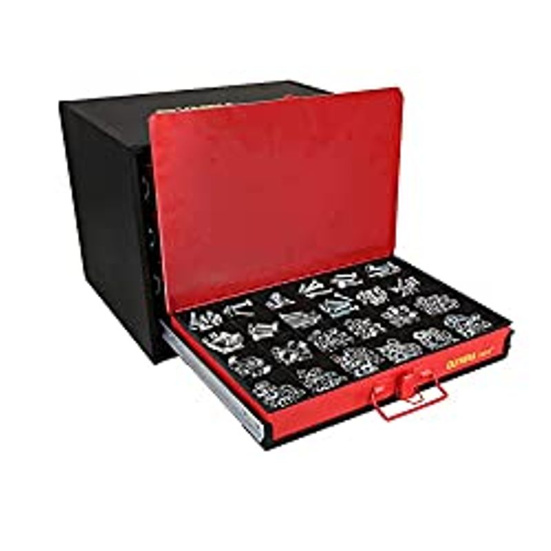 Olympia Tools 90-806 4-Drawer Hardware Organizer includes 2500-pieces Small Hardware, black/red