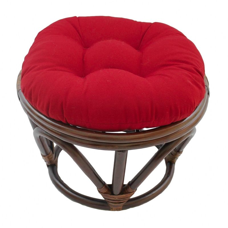 International Caravan Bali Papasan Footstool with Cushion - Ruby Red