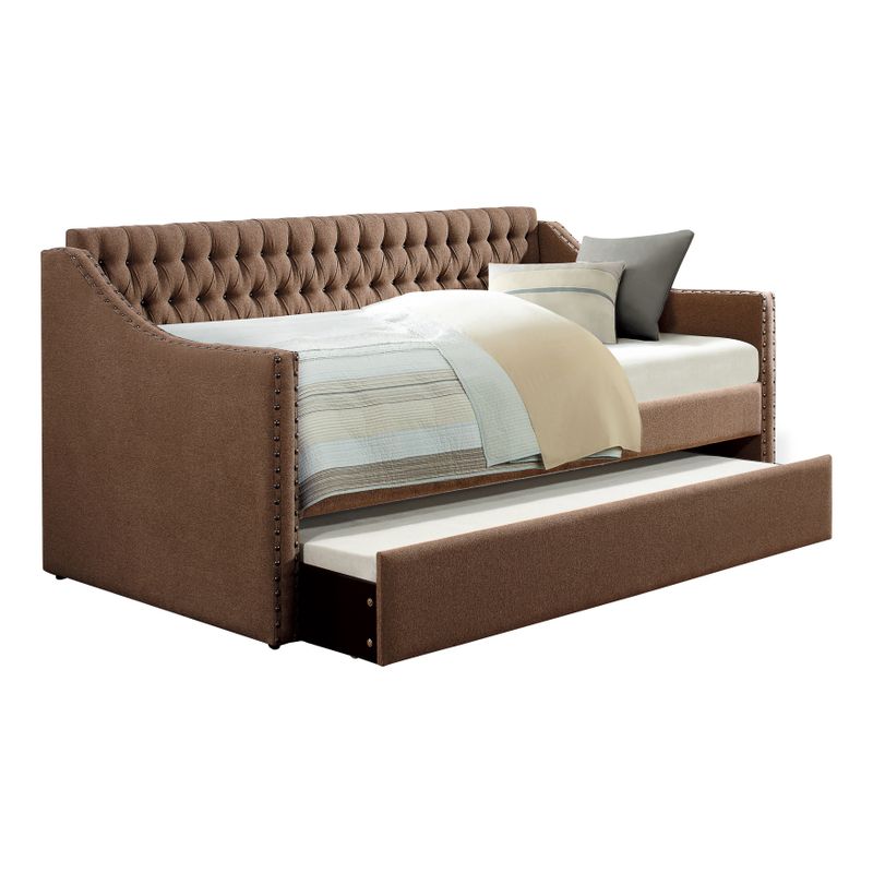 Emile Upholstered Daybed with Trundle - Grey