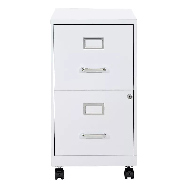 OSP Home Furnishings - 2 Drawer Mobile Locking Metal File Cabinet - White