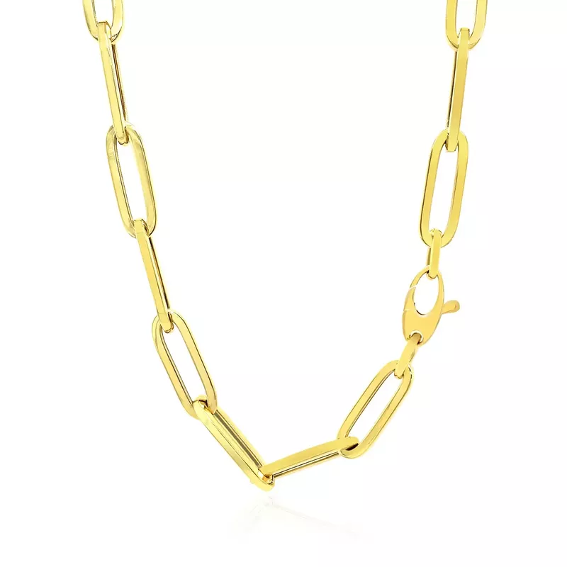 14K Yellow Gold Extra Wide Paperclip Chain (6.1mm) (24 Inch)
