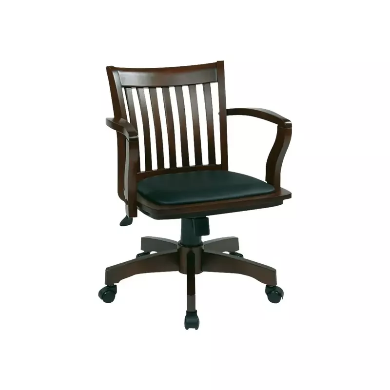 OSP Designs - Wood Bankers Vinyl Chair - Espresso
