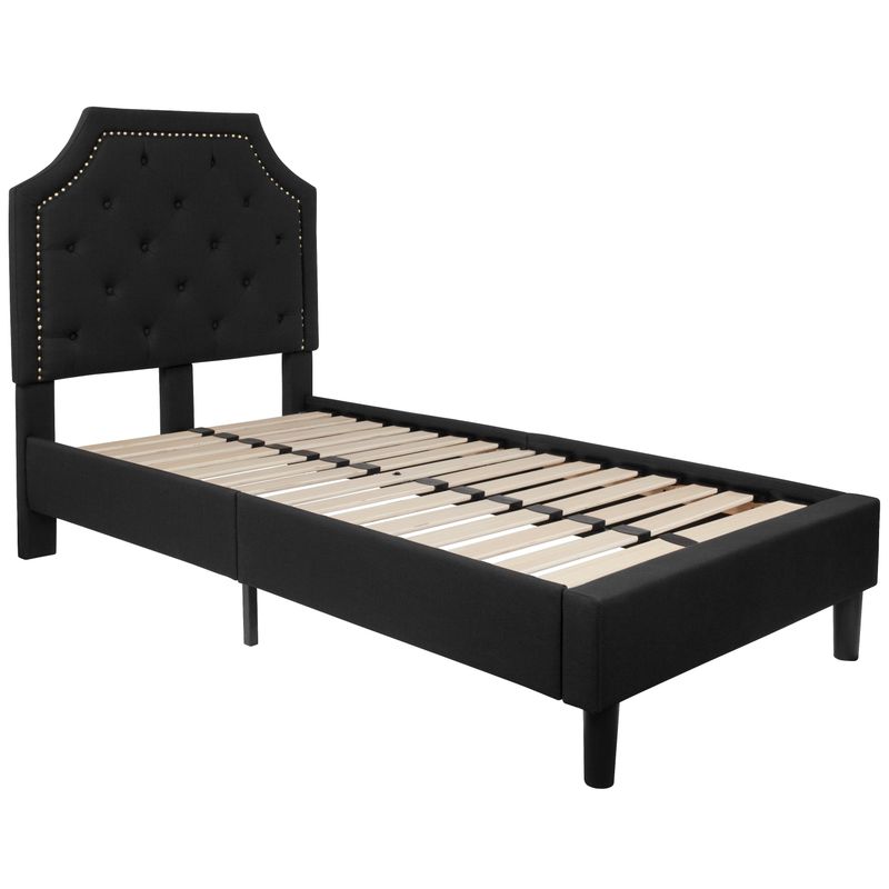 Twin Size Arched Tufted Upholstered Platform Bed - Black