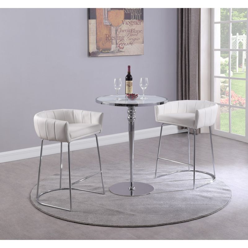 Somette Denzell Super White Starphire Glass Counter Table - 2 Seat - Round - White