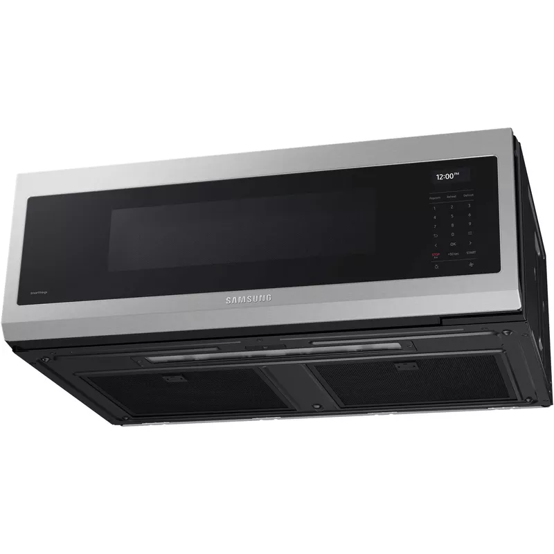 Samsung - 1.1 cu. ft. Smart SLIM Over-the-Range Microwave with 550 CFM Hood Ventilation, Wi-Fi & Voice Control - Stainless Steel