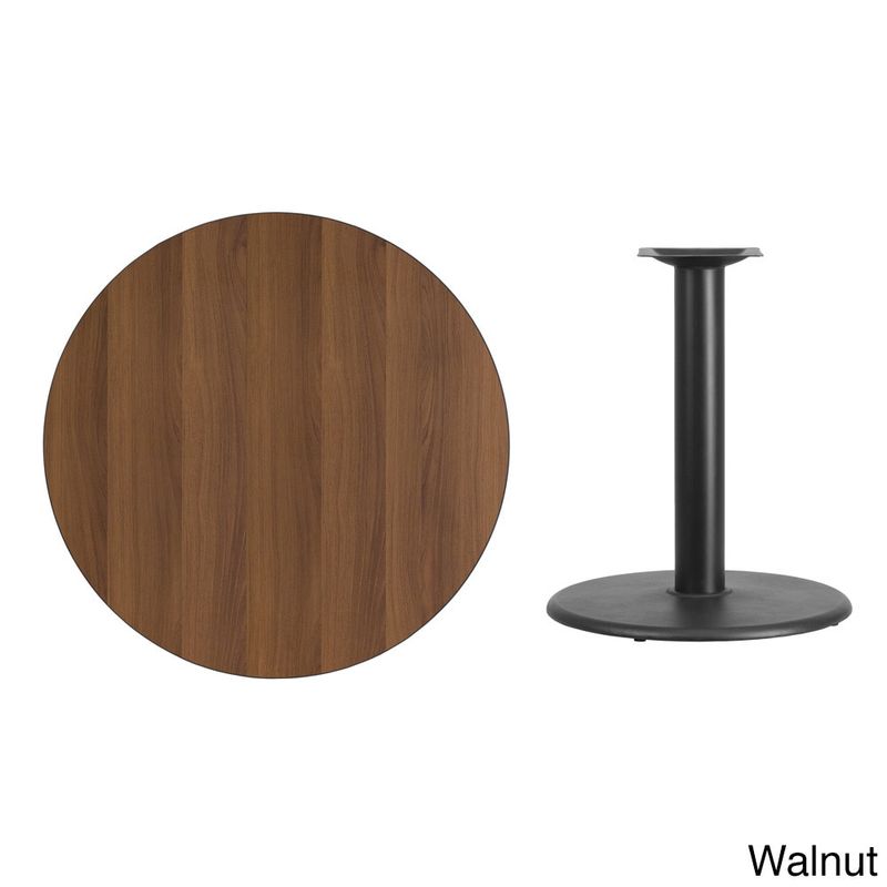 36'' Round Laminate Table Top with 24'' Round Table Height Base - Walnut