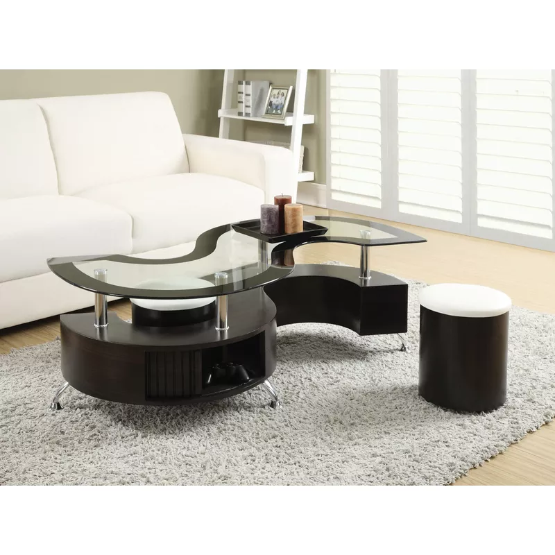 Buckley 3-piece Coffee Table and Stools Set Cappuccino