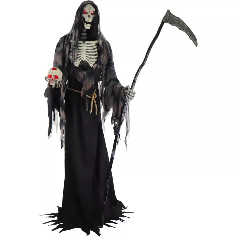 7-Ft. Tall Motion-Activated Rotting Reaper, Premium Talking Halloween Animatronic, Plug-In