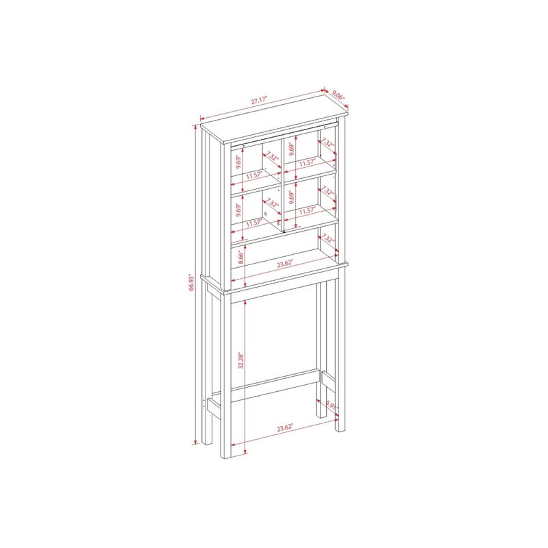 Farmhouse White MDF Over-the-Toilet Space Saver Cabinet - White