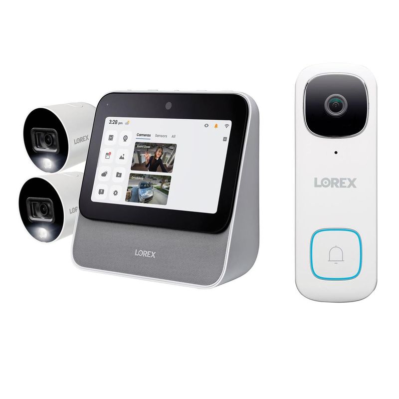 Lorex Security System, Home Center and 2x 1080p Indoor/Outdoor Wi-Fi Color Night Vision Cameras with 2K QHD 2-Way Audio Wired Video...