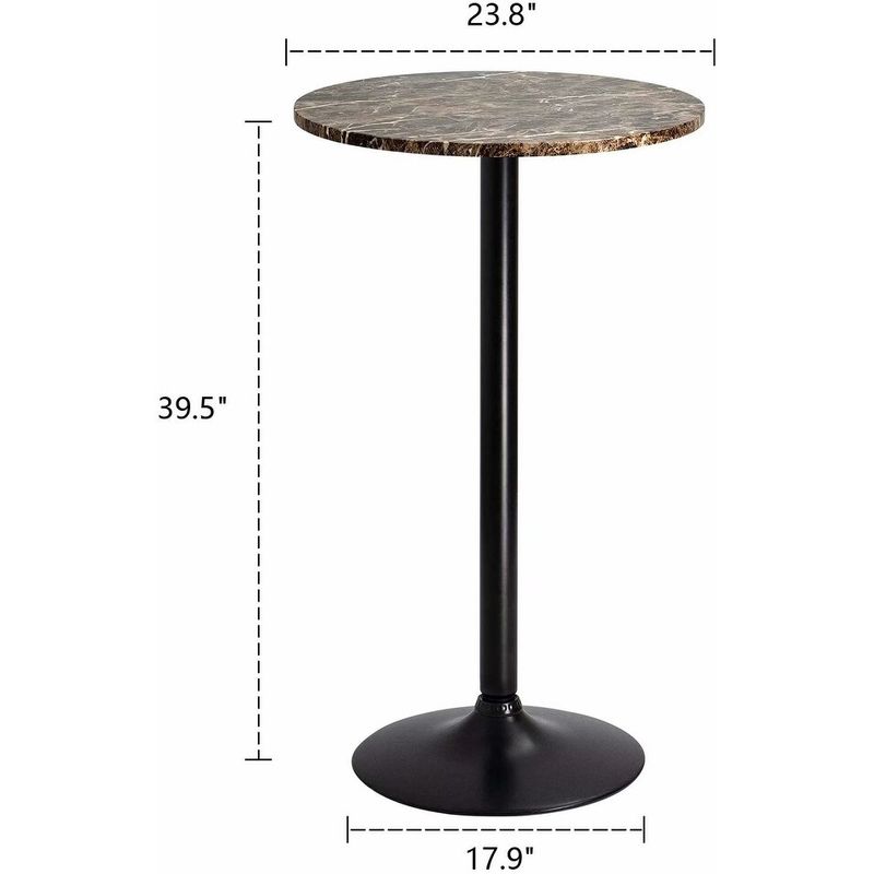 Homall Bistro Pub Table Round Bar Height Cocktail Table Metal Base MDF Top Obsidian Table with Black Leg 23.8inch Top - N/A - Walnut