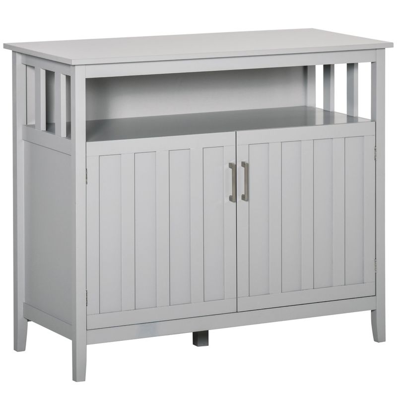 HOMCOM Sideboard Buffet Server Table with 2 Doors, Kitchen Storage Cabinet with Adjustable Shelves for Kitchen and Dining Room - Grey