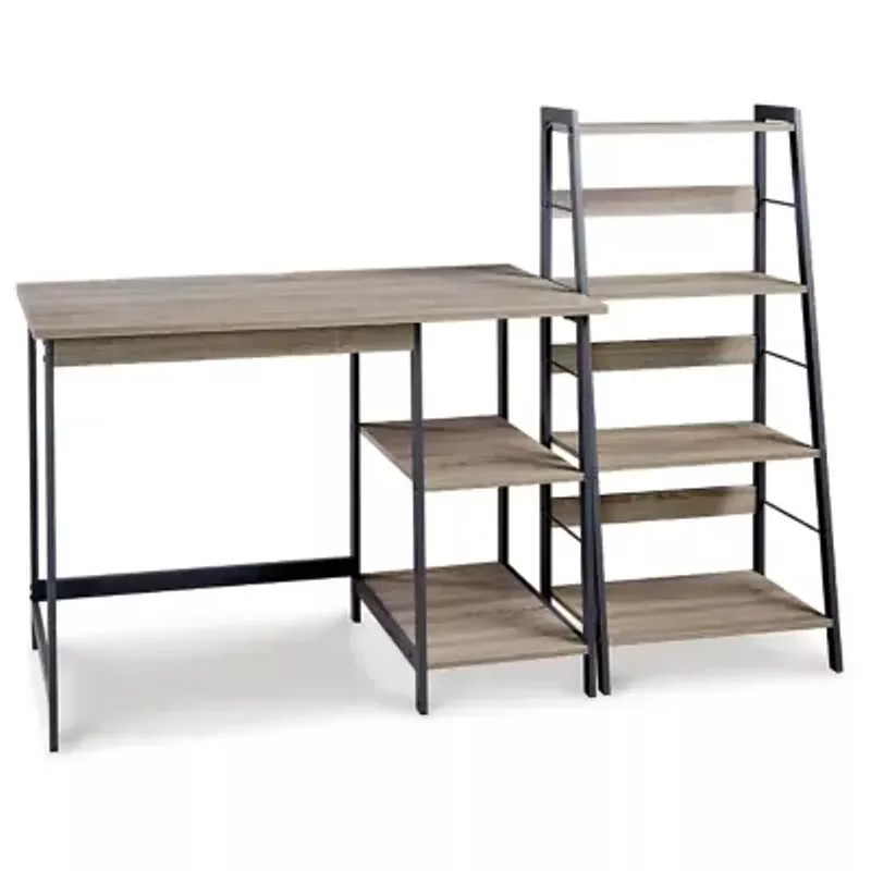 Light Brown/Gunmetal Soho Home Office Desk and Shelf