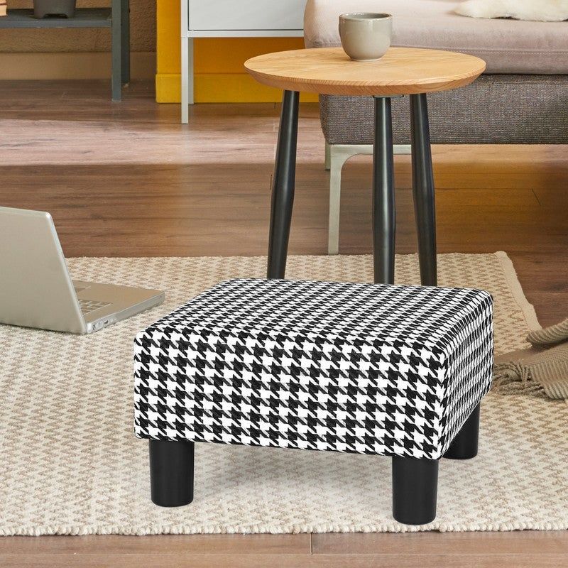 Adeco Small Square Footstool Ottoman Modern Fabric Footrest Stool - Teal