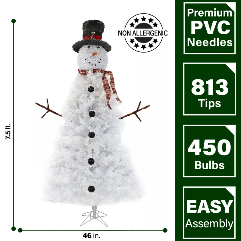 Fraser Hill Farm 7' White Snowman Character Tree - LED Lights