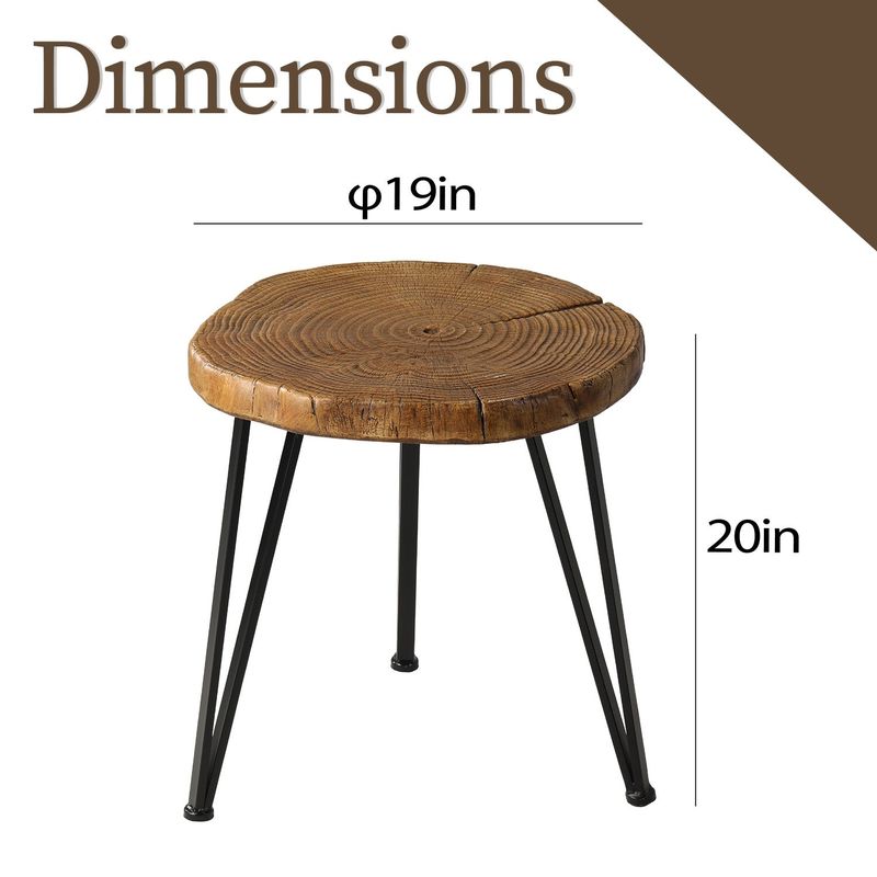 COSIEST Faux Wood End Table, Concrete Coffee Table, Plant Stand - Large