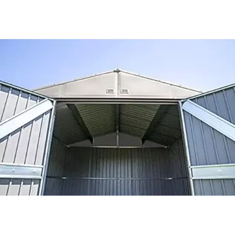 Arrow Shed Elite 12' x 12' Outdoor Lockable Gable Roof Steel Storage Shed Building, Cool Grey