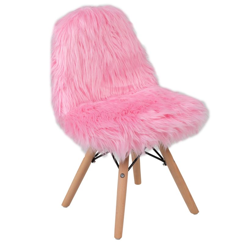 Kids Shaggy Dog Accent Chair - Desk Chair - Playroom Chair - White