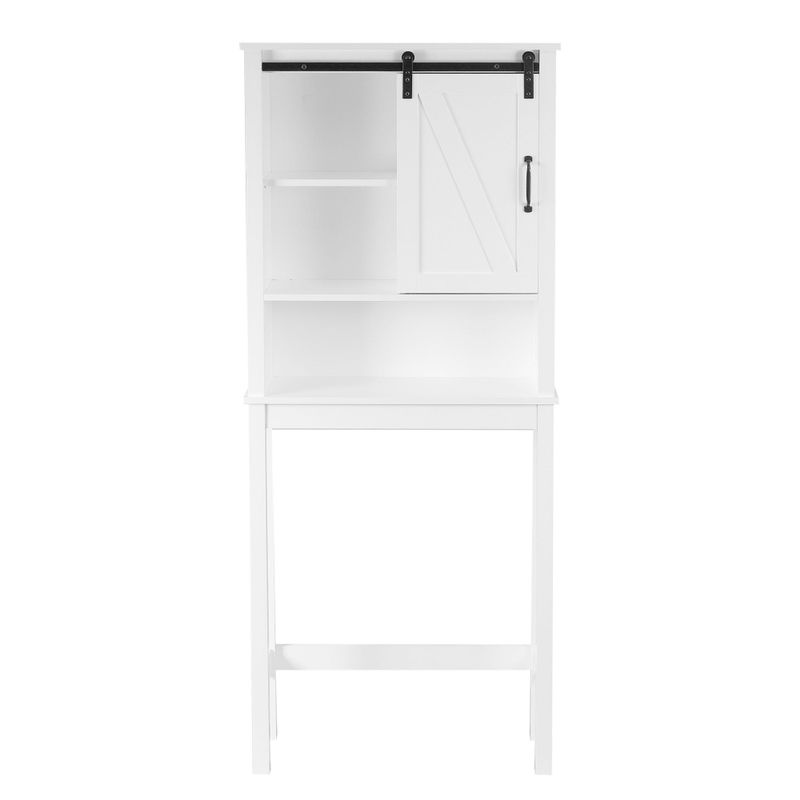 Farmhouse White MDF Over-the-Toilet Space Saver Cabinet - White