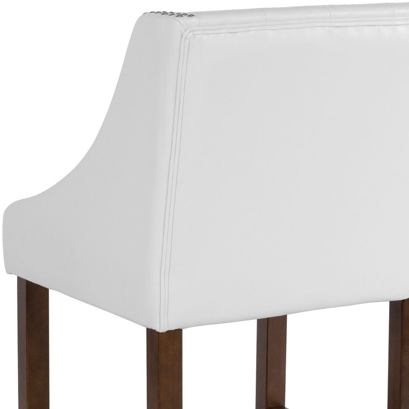 24-inch Transitional Tufted Walnut Counter-height Stool - White Leather
