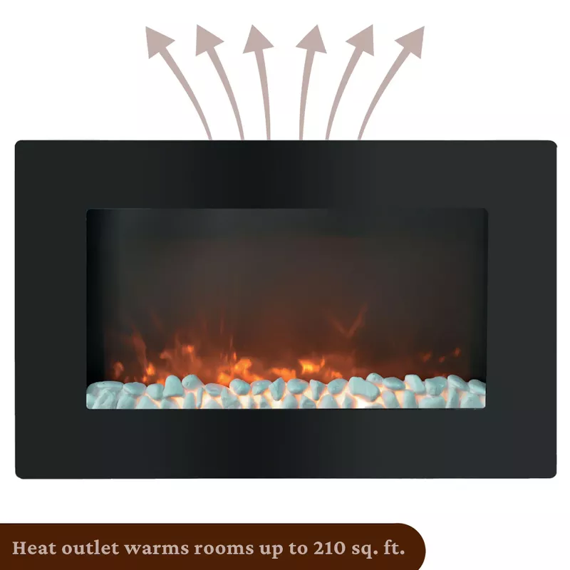 Callisto 30-In. Wall-Mount Electric Fireplace with Flat Panel and Crystal Rocks