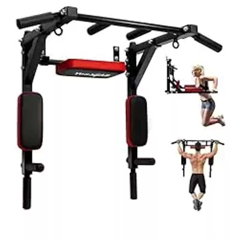 Yes4All Multifunctional Wall Mounted Pull Up Bar Chin Up Bar Dip Station for Home Gym Workout, Power Tower Set Training Equipment Fitness Supports 515 lbs