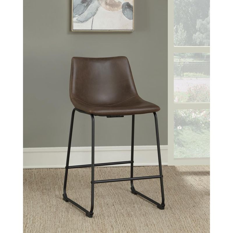 Armless Counter Height Stools Two-tone Brown and Black (Set of 2)