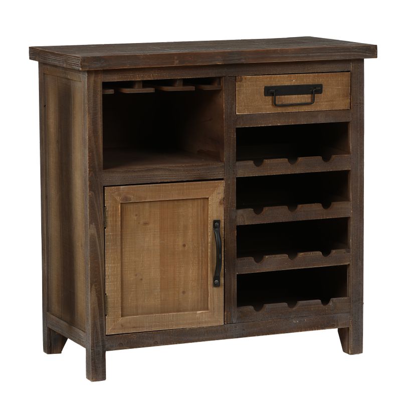 Rustic Wood 1-Drawer 1-Door Wine and Storage Cabinet - Brown