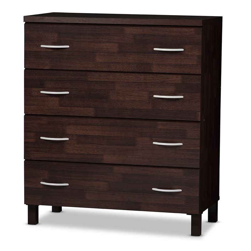 Maison Modern and Contemporary Oak Brown Finish Wood 4-Drawer Storage Chest - Chest-Dark Brown