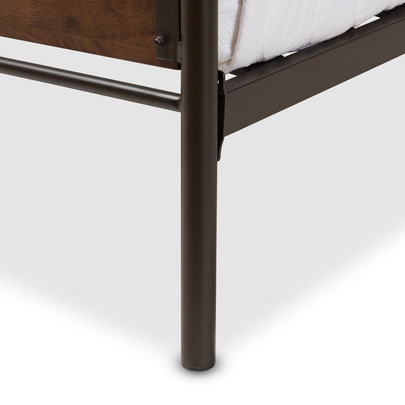 Industrial Metal and Wood Twin Size Platform Bed by Baxton Studio