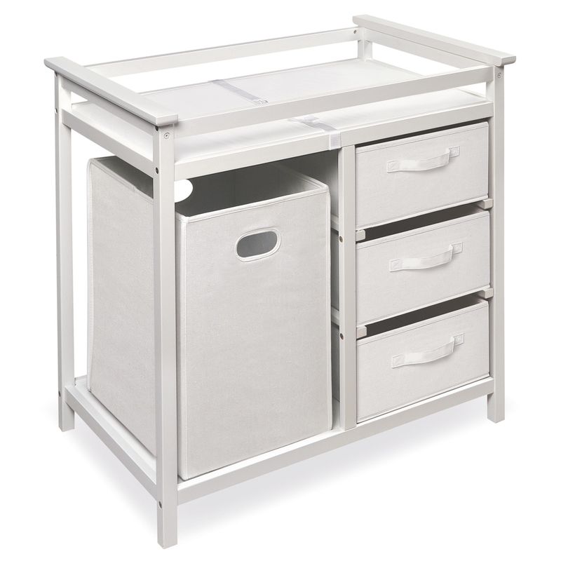 Modern Baby Changing Table with Hamper and 3 Baskets - Cherry/Ecru Baskets