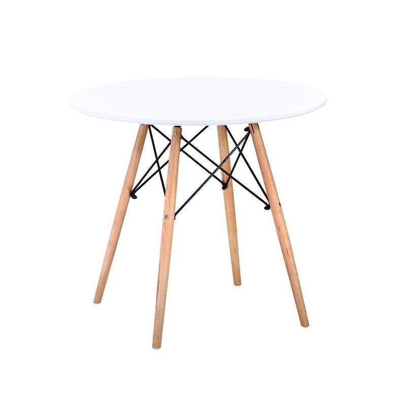 Carson Carrington Kungsangen White and Beech Wood Dining Table - Round - 4