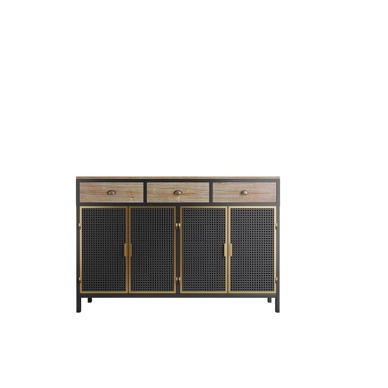 Modern Sideboard with 3 Drawers, Freestanding Storage Cabinet - Dark Grey