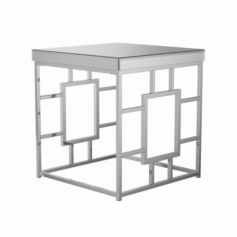 Geometric Frame Square End Table Chrome