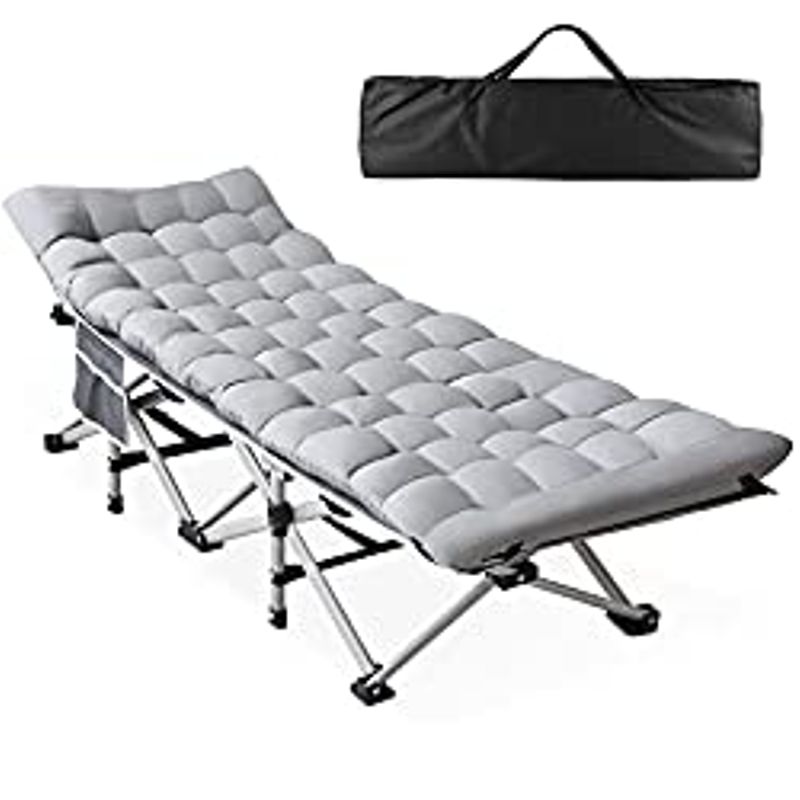 Slendor Folding Camping Cot for Adults Portable Outdoor Bed Heavy Duty Sleeping Cots for Camp with Pillow and Carry Bag, 1200D Double...