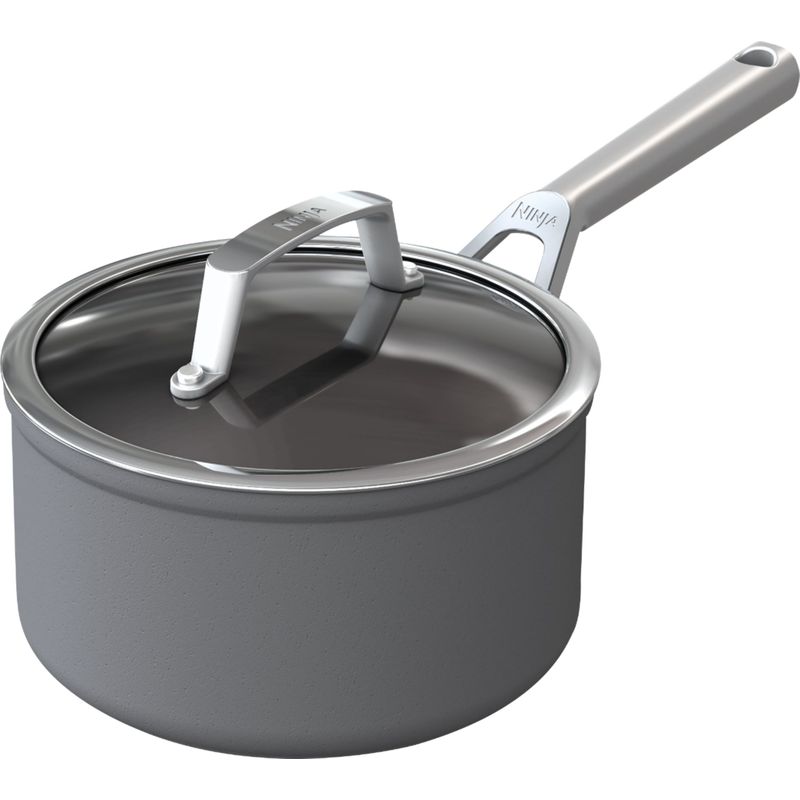 Angle Zoom. Ninja - Foodi NeverStick Premium 2 1/2-Quart Saucepan with Glass Lid - Grey