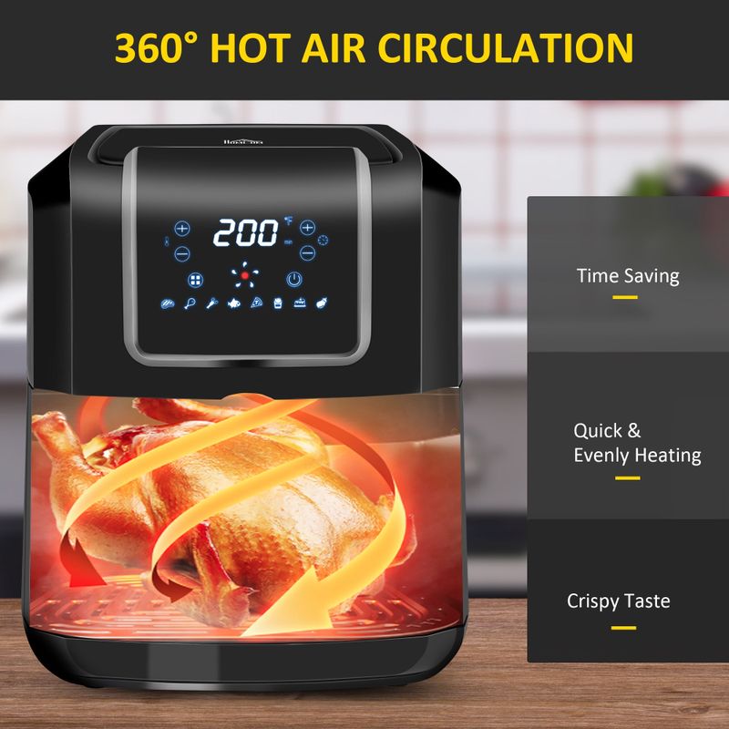HOMCOM Air Fryer, 1700W 6.9 Quart Air Fryers Oven with Digital Display, 360° Air Circulation, Adjustable Temperature, Timer - Black -...