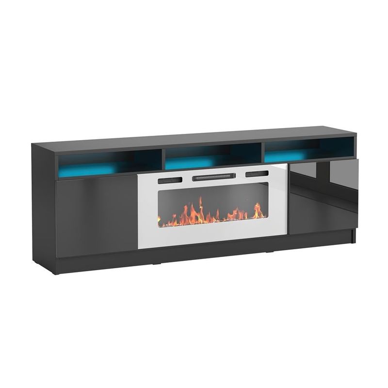 Reno WH05 Electric Fireplace Modern 63" TV Stand - White