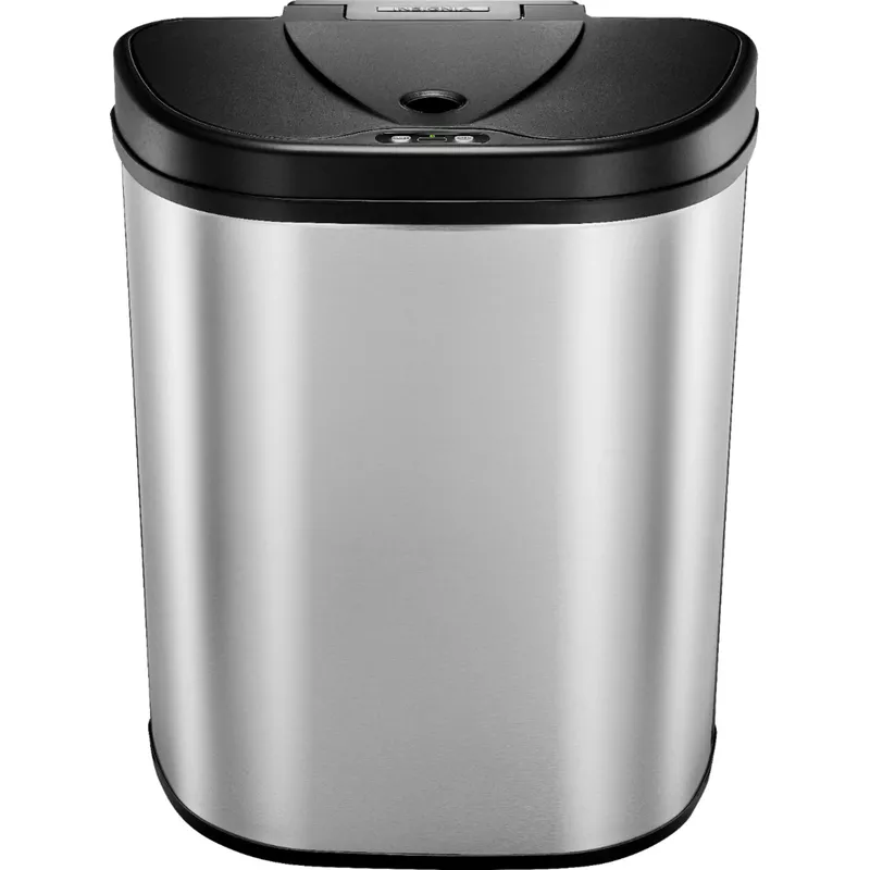 Insignia™ - 18 Gal. Automatic Trash Can with Recycle and Waste Divider - Stainless steel