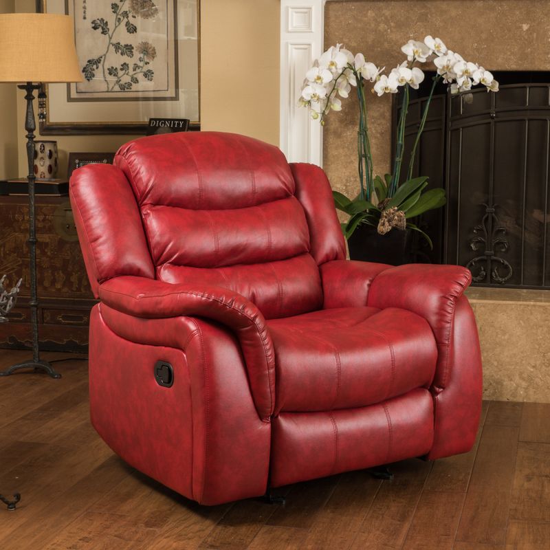 Hawthorne PU Leather Glider Recliner Chair by Christopher Knight Home - Red