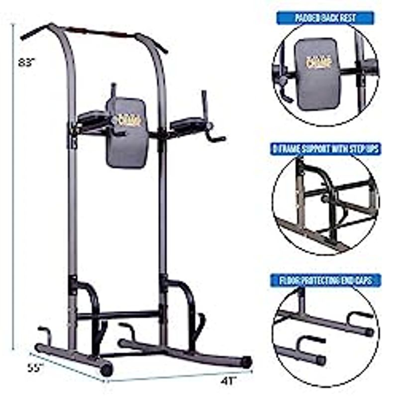 Body Champ Multi-Function Pull Up Bar, Exercise Equipment, Home Gym Power Tower, Power Station for Pull Ups, Push Ups, Vertical Knee and...