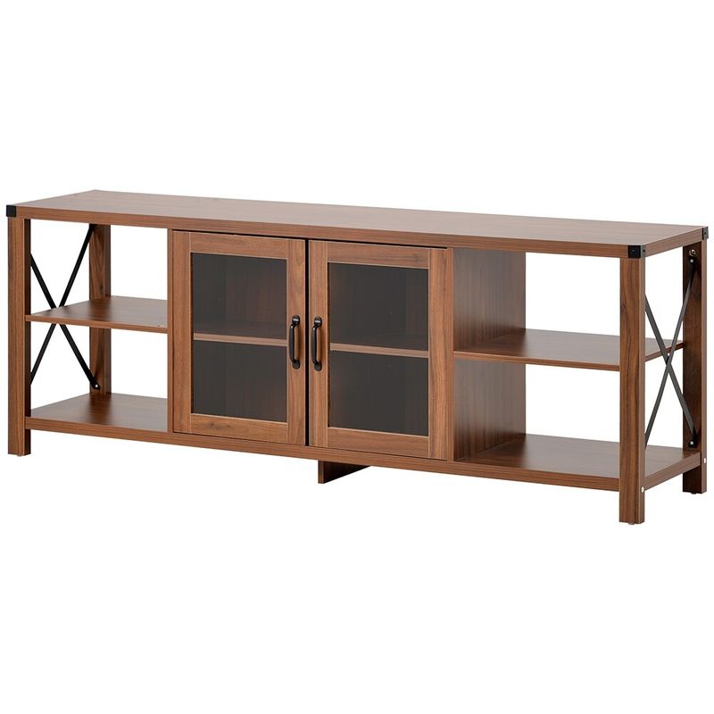 Farmhouse Storage Cabinet Entertainment Center for TVs up to 75Inches - Brown