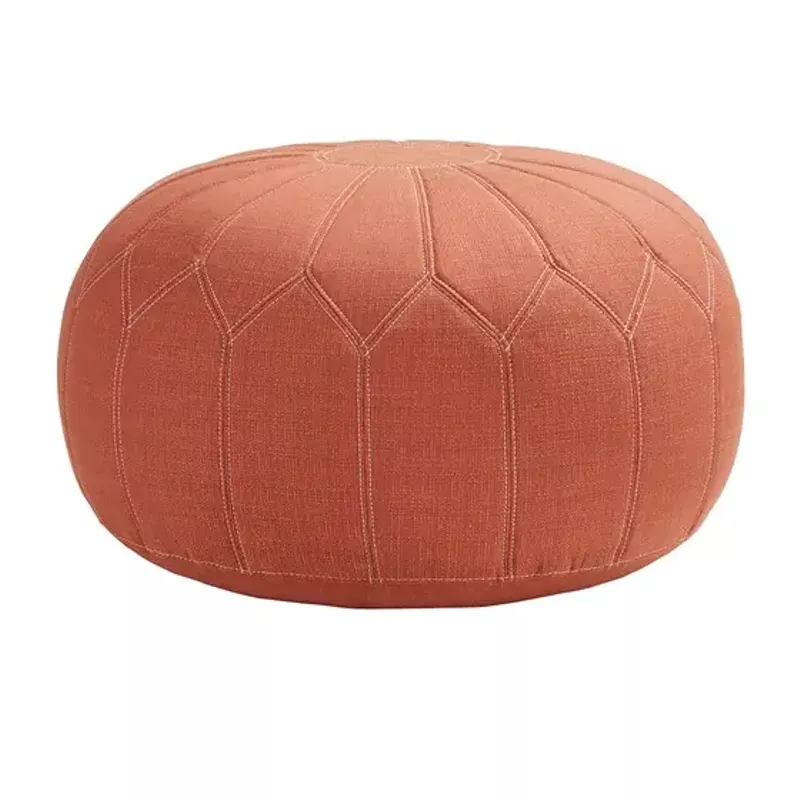 Orange Kelsey Round Pouf Ottoman