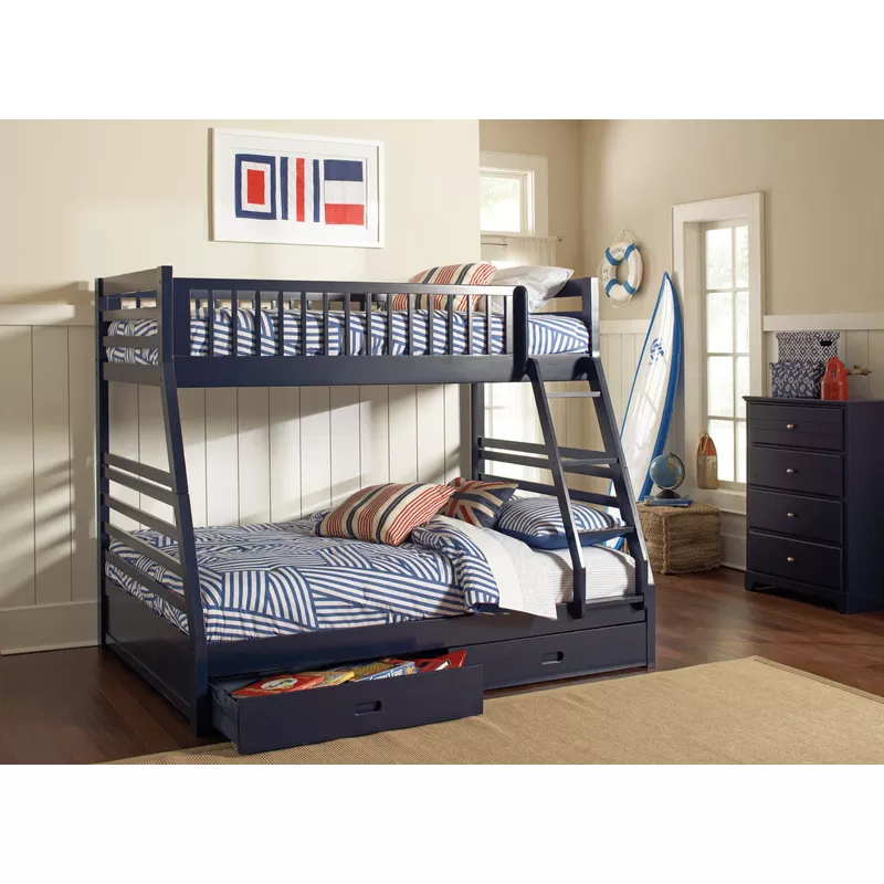 Ashton Twin over Full 2-drawer Bunk Bed Navy Blue