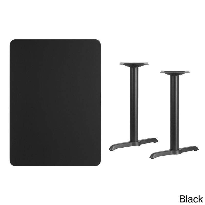 30'' x 42'' Rectangular Laminate Table Top with 5'' x 22'' Table Height Bases - Black