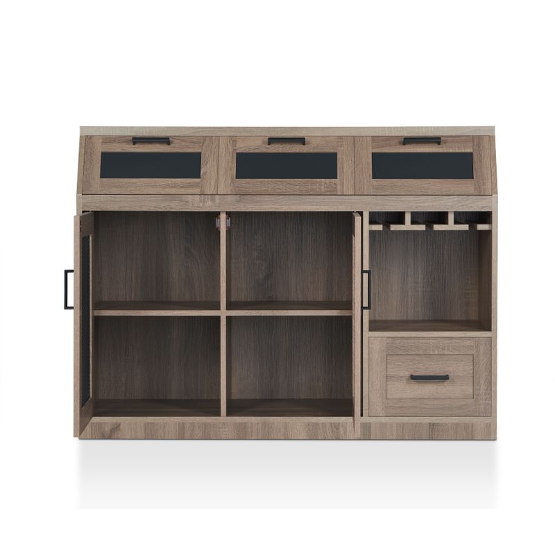Furniture of America Wenoga Industrial Multi-Storage Buffet/Server - Chestnut Brown