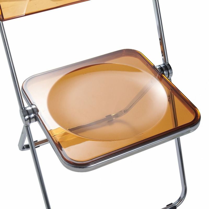 LeisureMod Lawrence Acrylic Folding Chair With Metal Frame - 30" - Transparent Black